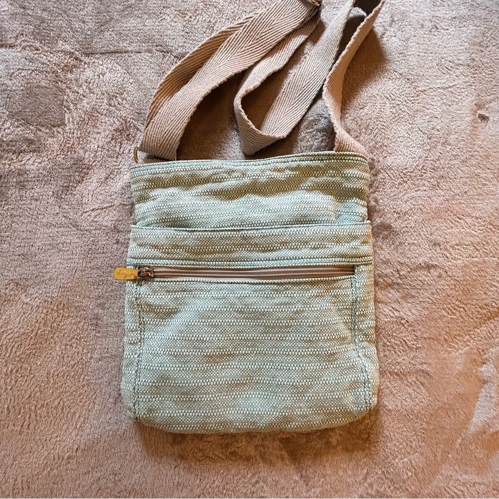 thirty-one crossbody teal and white bag